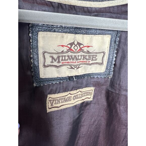 Milwaukee Motorcycle Clothing Co Leather Vest Biker Vintage Collection Sz Large - Picture 6 of 10